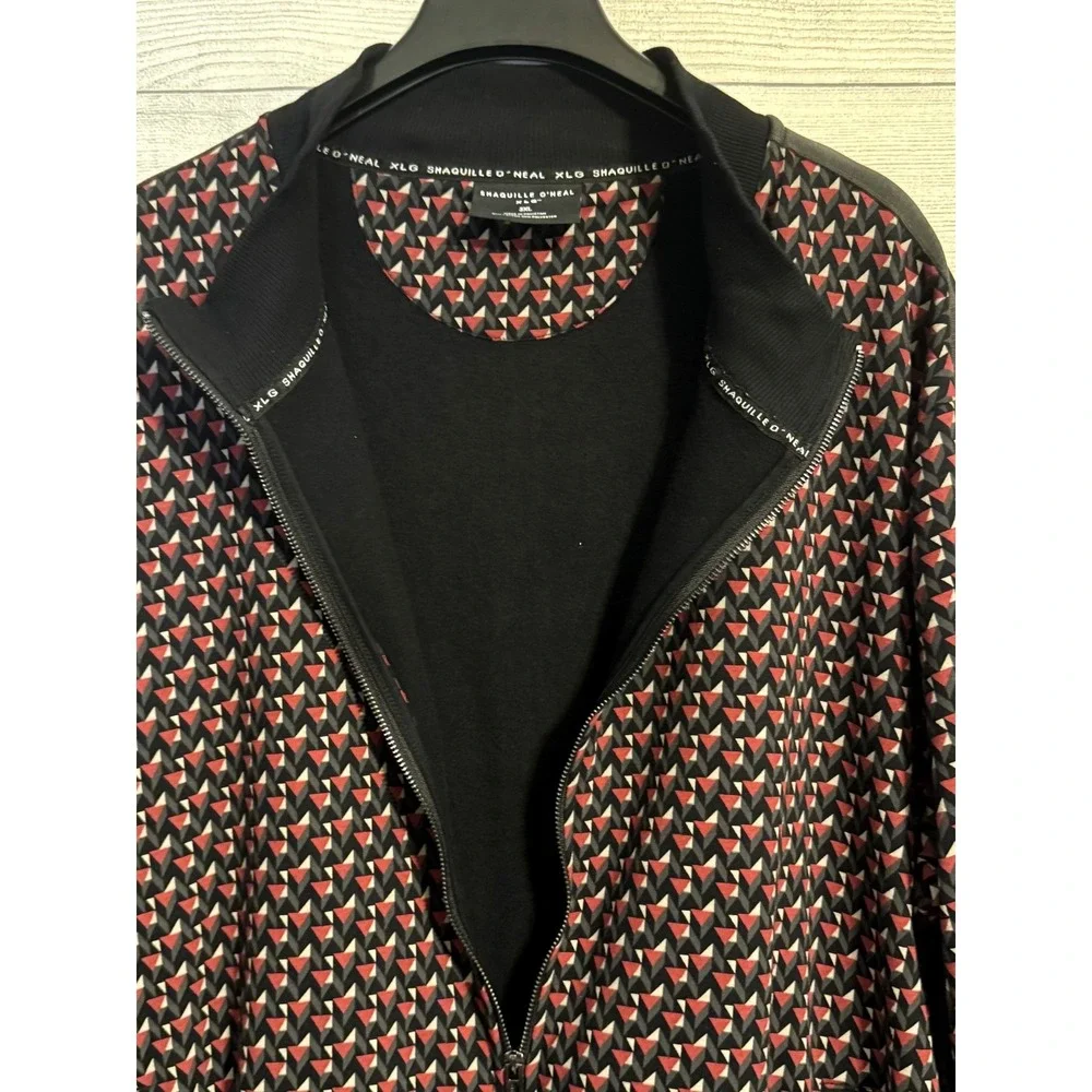 Shaquille O'Neal Men's Fleece Jacket 3XL Black Red White‎ Color Block Zip NWT